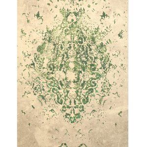Green Machine-made Polyester Traditional Distressed Bohemian Moderno Medallion R